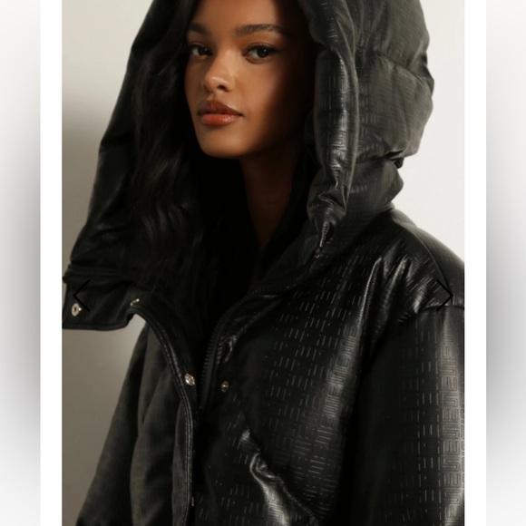 Misspap embossed leather look puffer jacket - Picture 4 of 7